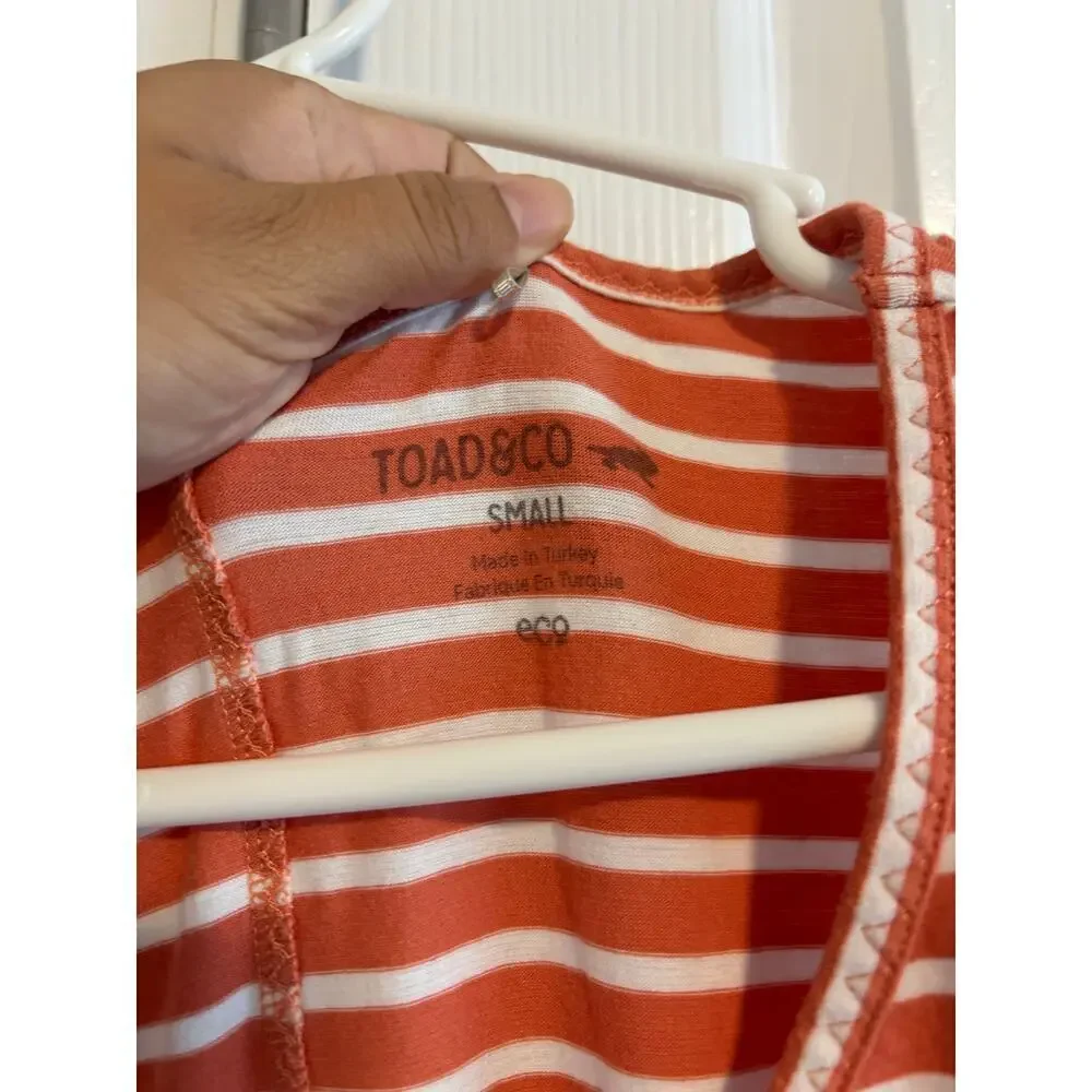 Toad & Co Muse dress sz small in salmon coral balanced stripe - Picture 5 of 10